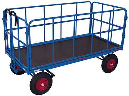 Handpritschenwagen, 1540x740 mm BxT, 4 Rohrgitterwände