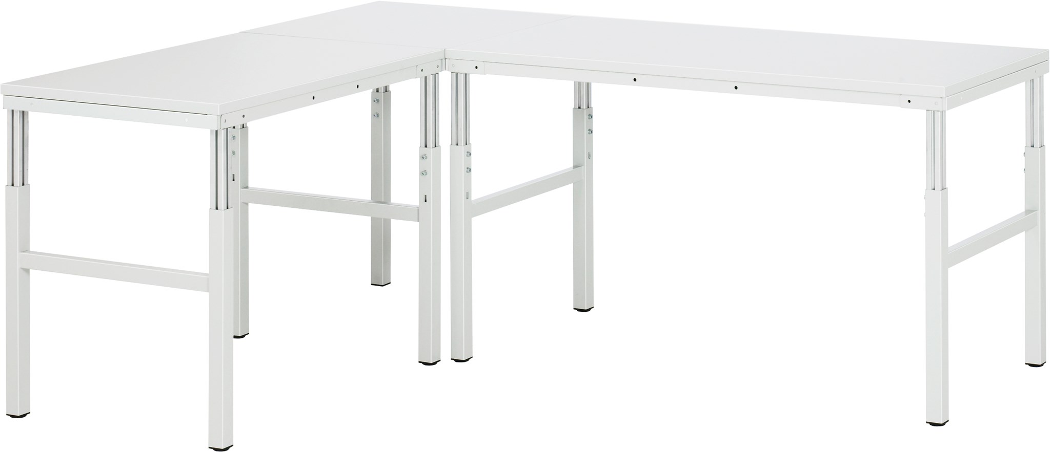 Eck-Platte für Serie E, 900x900x650-1000 mm LxTxH, Melaminarbeitsplatte für rechtwinklige Ecklösungen