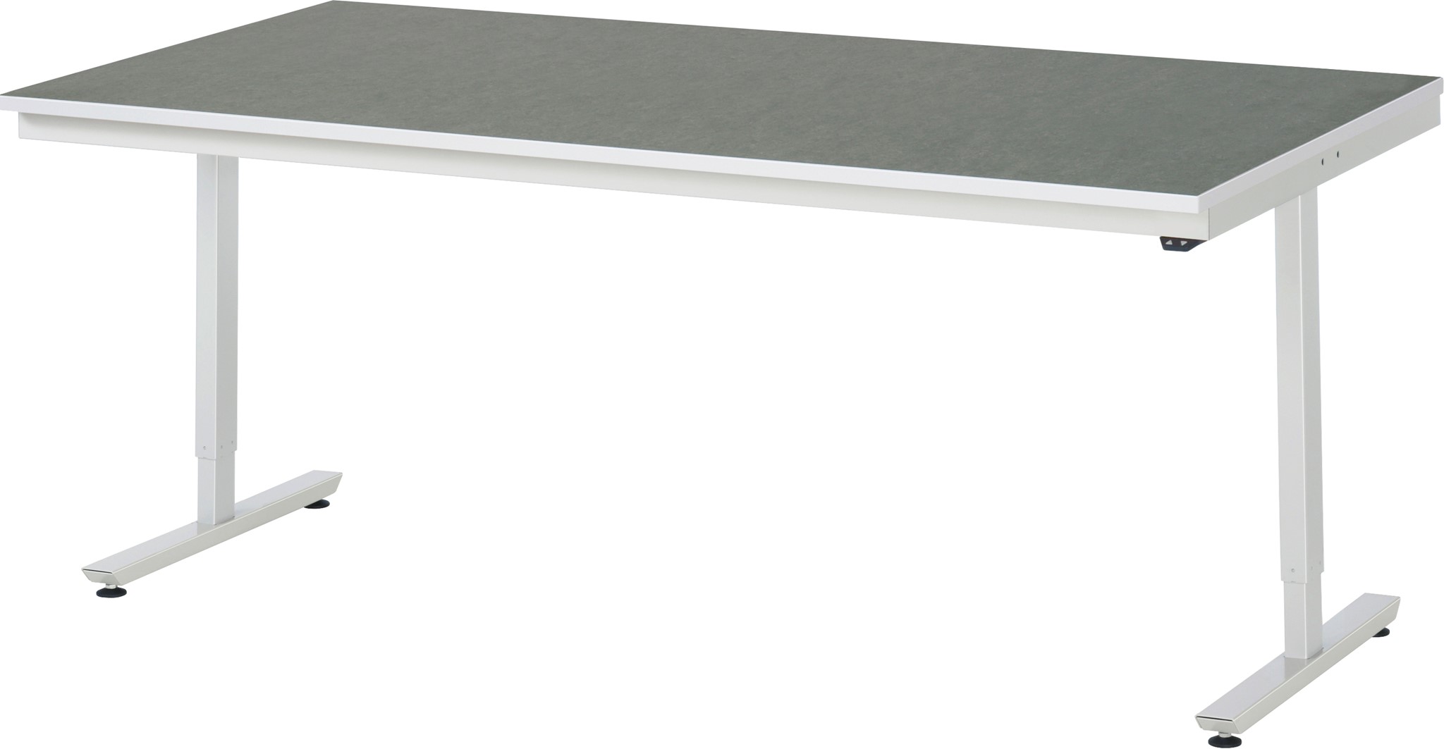 Arbeitstisch 2000x1000x720-1120 mm BxTxH mit Linoleum-Platte 25 mm (2 mm Linoleumbelag)