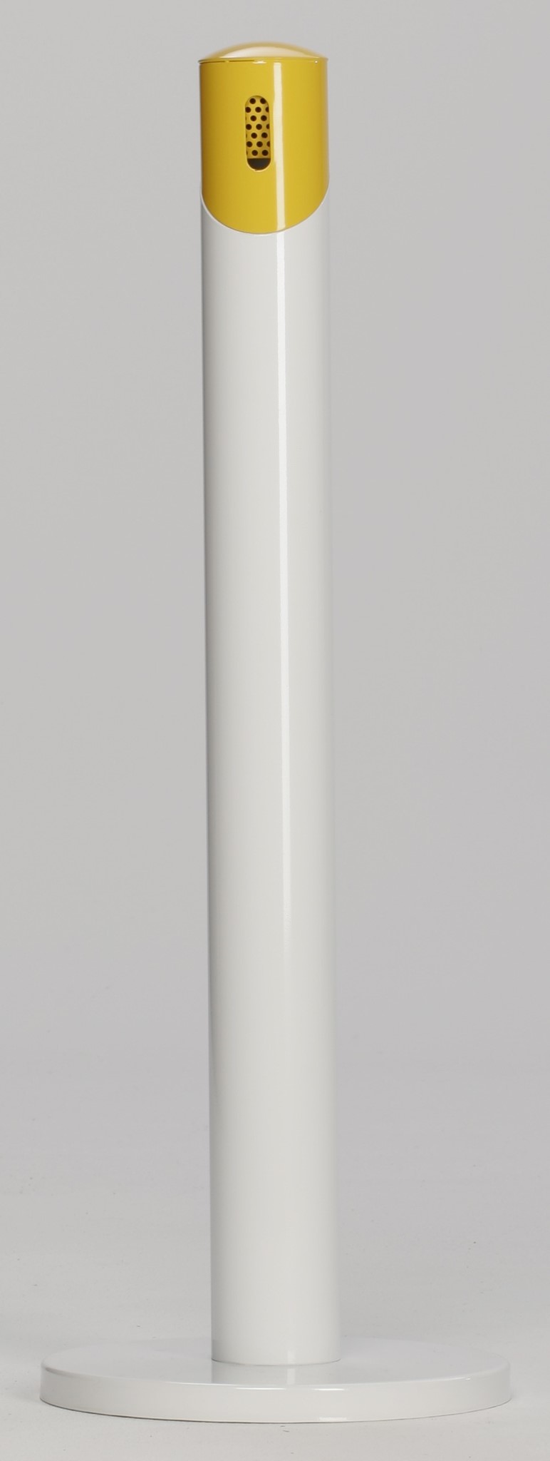 Ascher als Standsäule weiss RAL 9016, Kopfteil gelb RAL 1023
