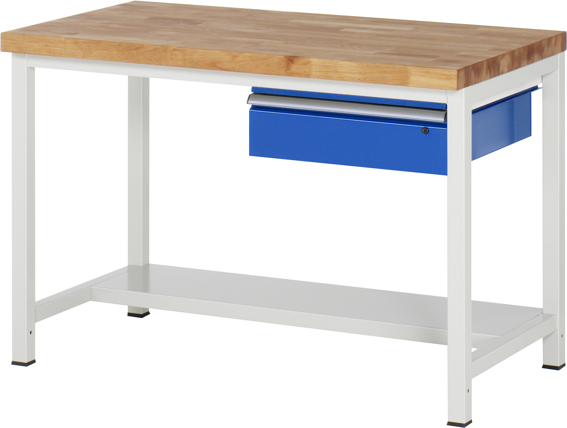 Werkbank fixe Höhe, B 1250xT 700xH 840mm, Buche-Massiv-Platte 40mm