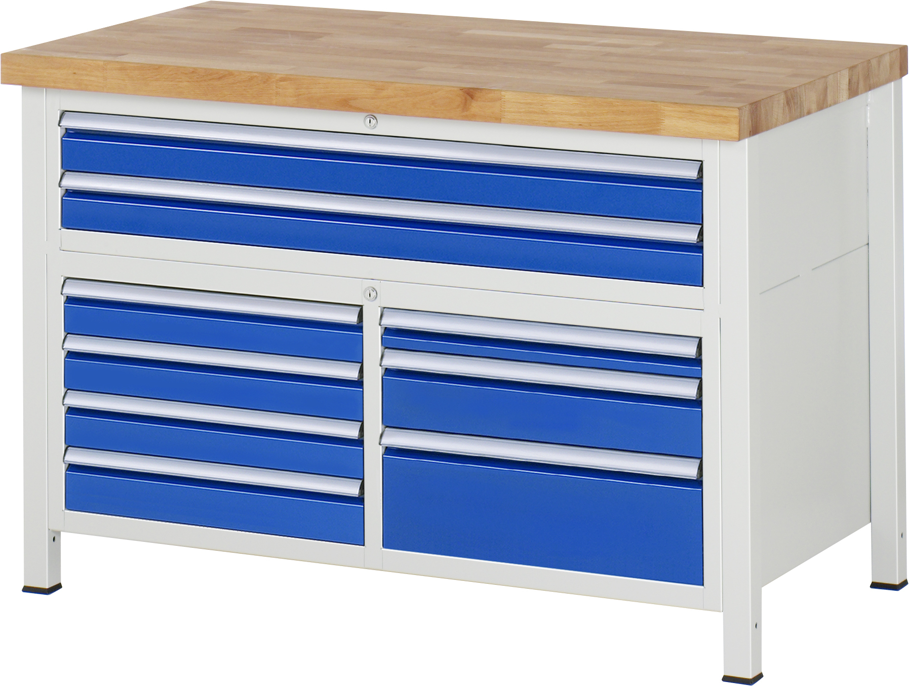 Werkbank Modell 8923, B 1250xT 700xH 840mm, Buche-Massiv-Platte 40mm