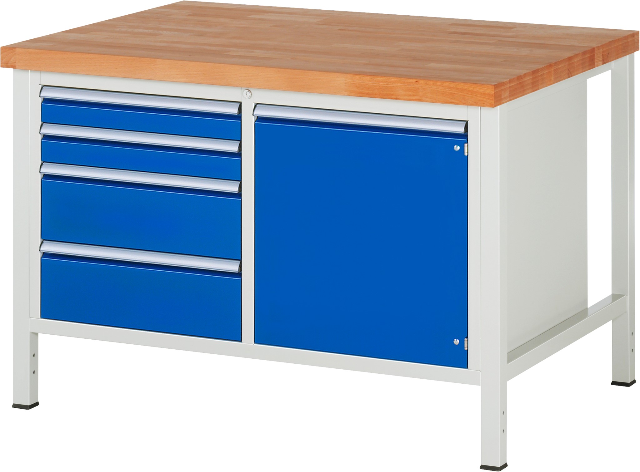 Werkbank Modell 8470, B 1250xT 900xH 840mm, Buche-Massiv-Platte 40mm