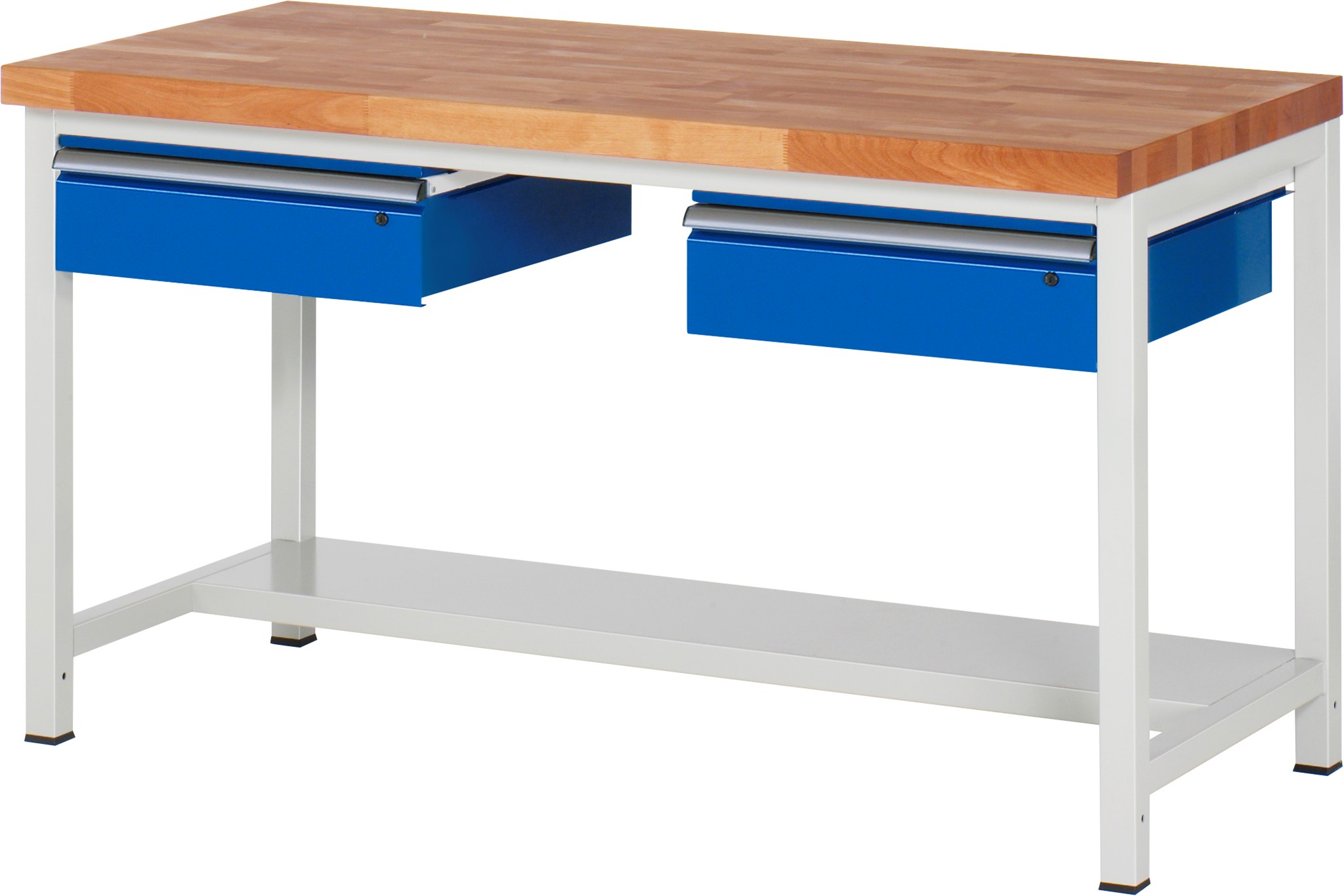 Werkbank fixe Höhe, B 1500xT 700xH 840mm, Buche-Massiv-Platte 40mm