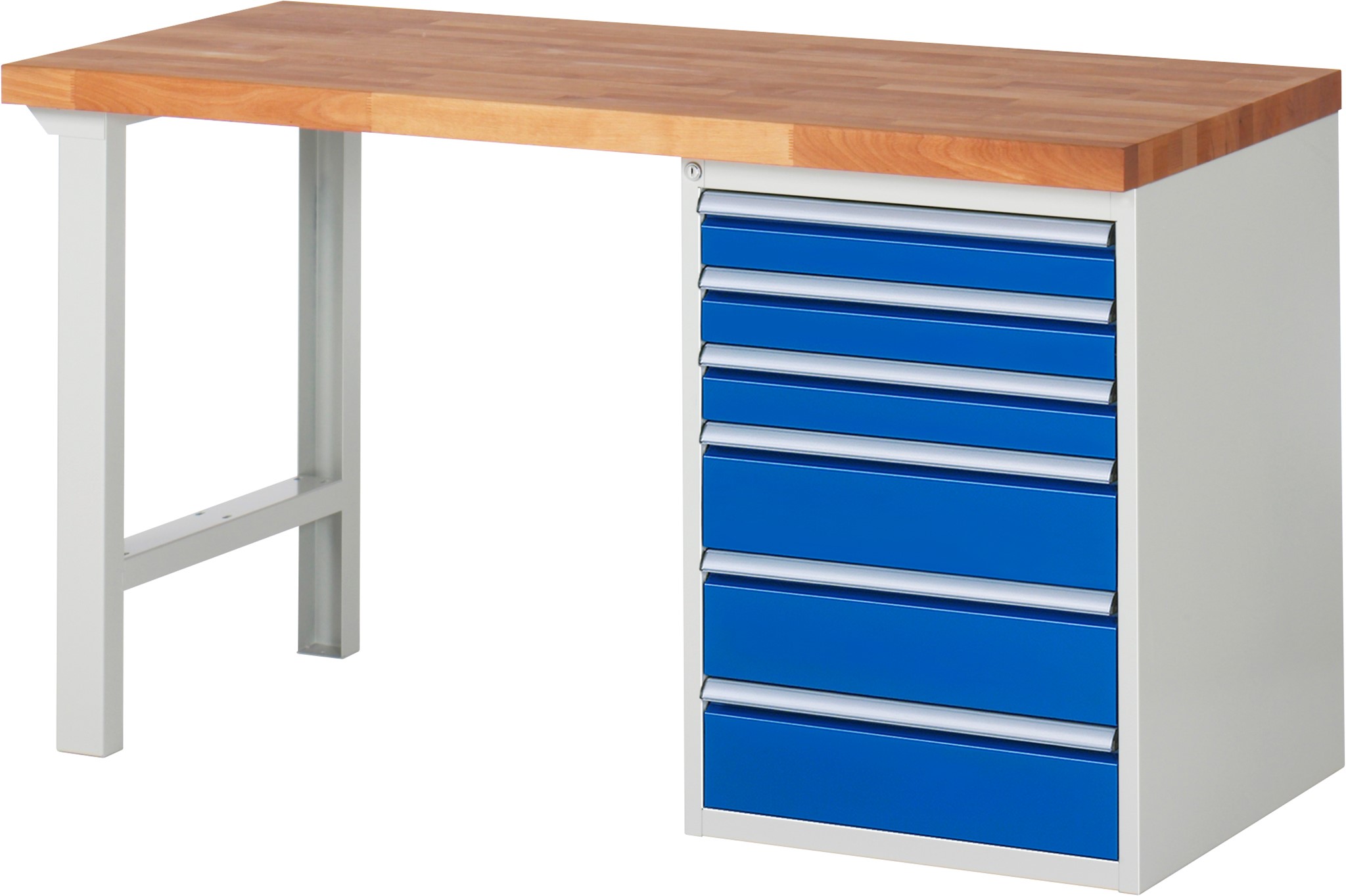Werkbank Modell 7515, B 1500 x T 700 x H 840 mm, Buche-Massiv-Platte 40 mm