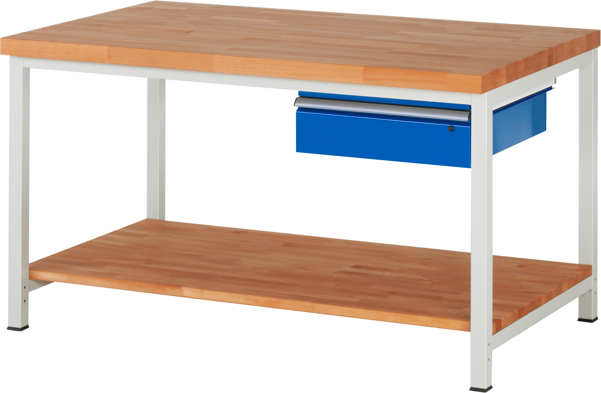 Werkbank fixe Höhe, B 1500xT 900xH 840mm, Buche-Massiv-Platte 40mm
