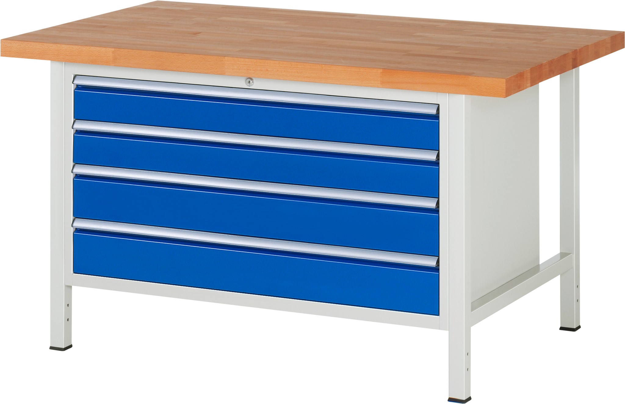 Werkbank Modell 8362, B 1500xT 900xH 840-1040mm, Buche-Massiv-Platte 40mm