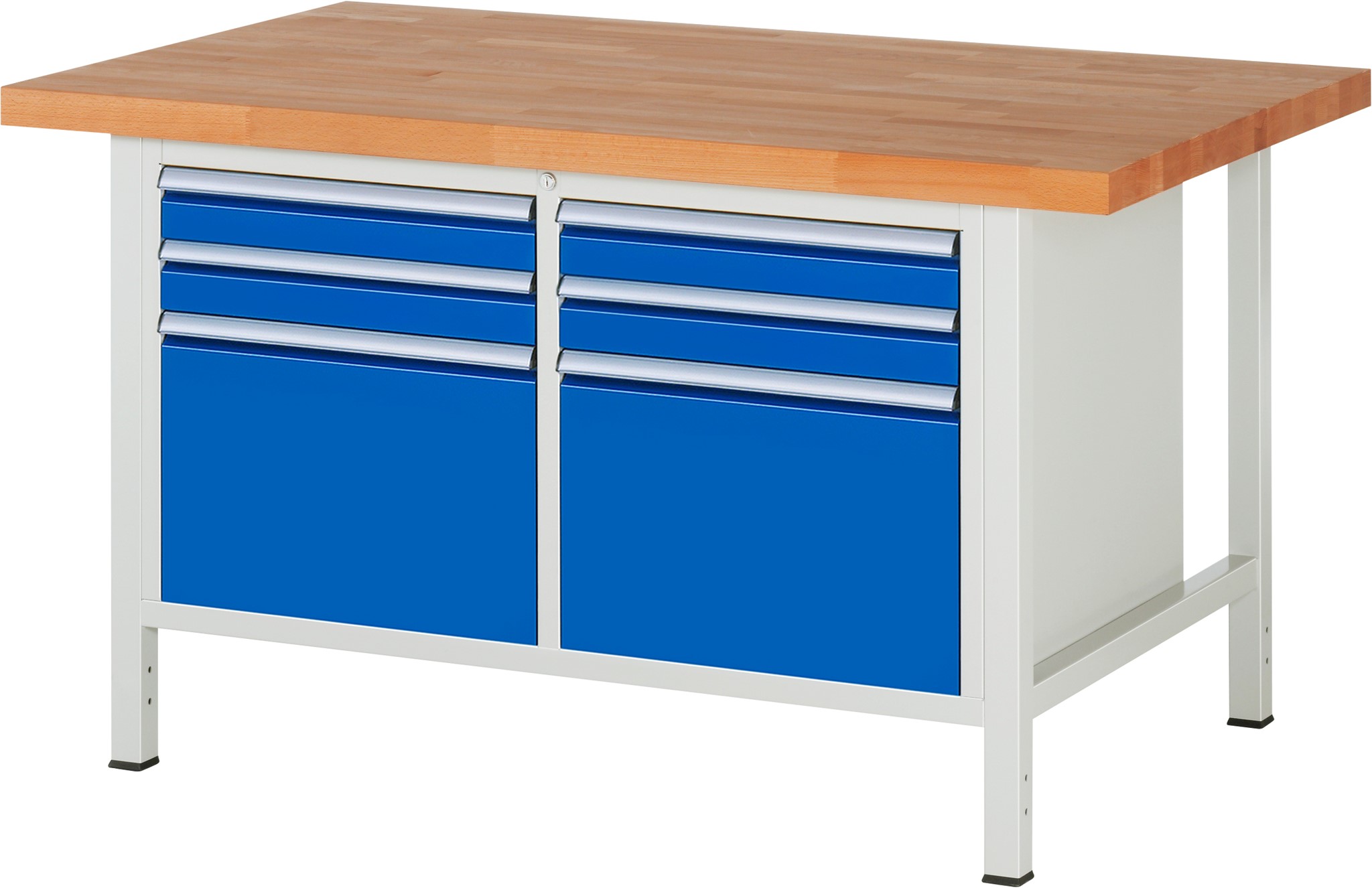 Werkbank Modell 8474, B 1500xT 900xH 840-1040mm, Buche-Massiv-Platte 40mm