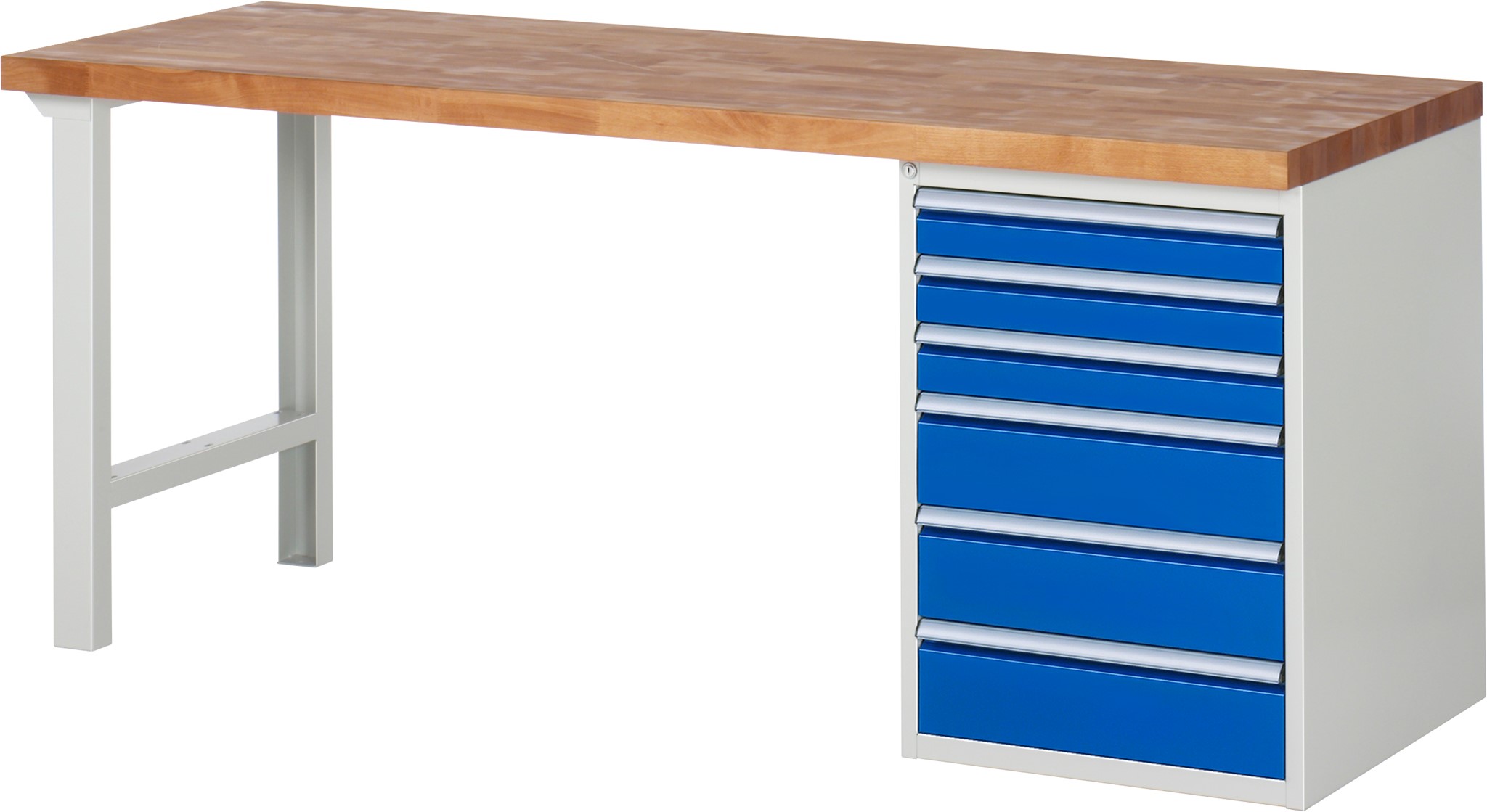 Werkbank Modell 7515, B 2000 x T 700 x H 840 mm, Buche-Massiv-Platte 40 mm