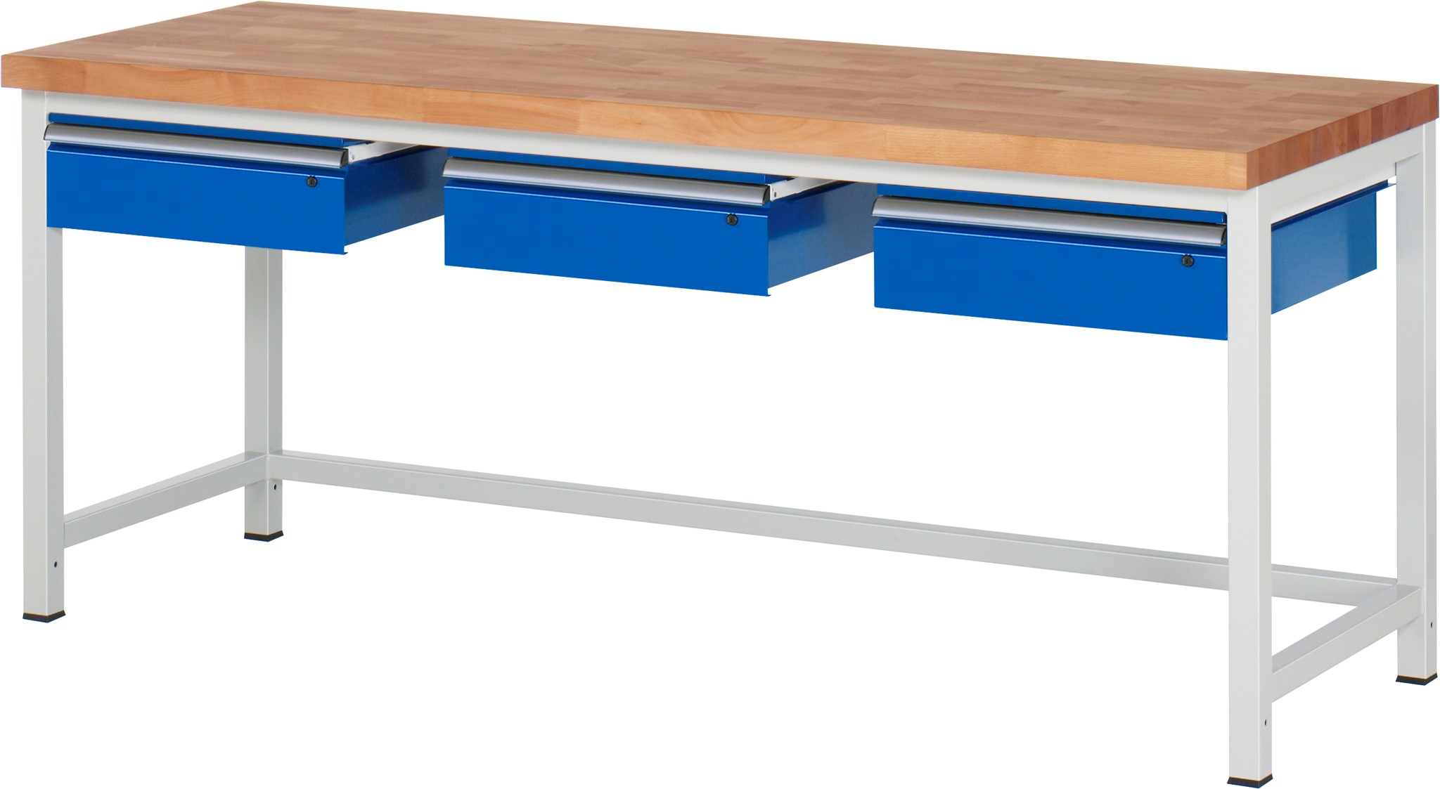 Werkbank Modell 8003, B 2000xT 700xH 840-1040mm, Buche-Massiv-Platte 40mm