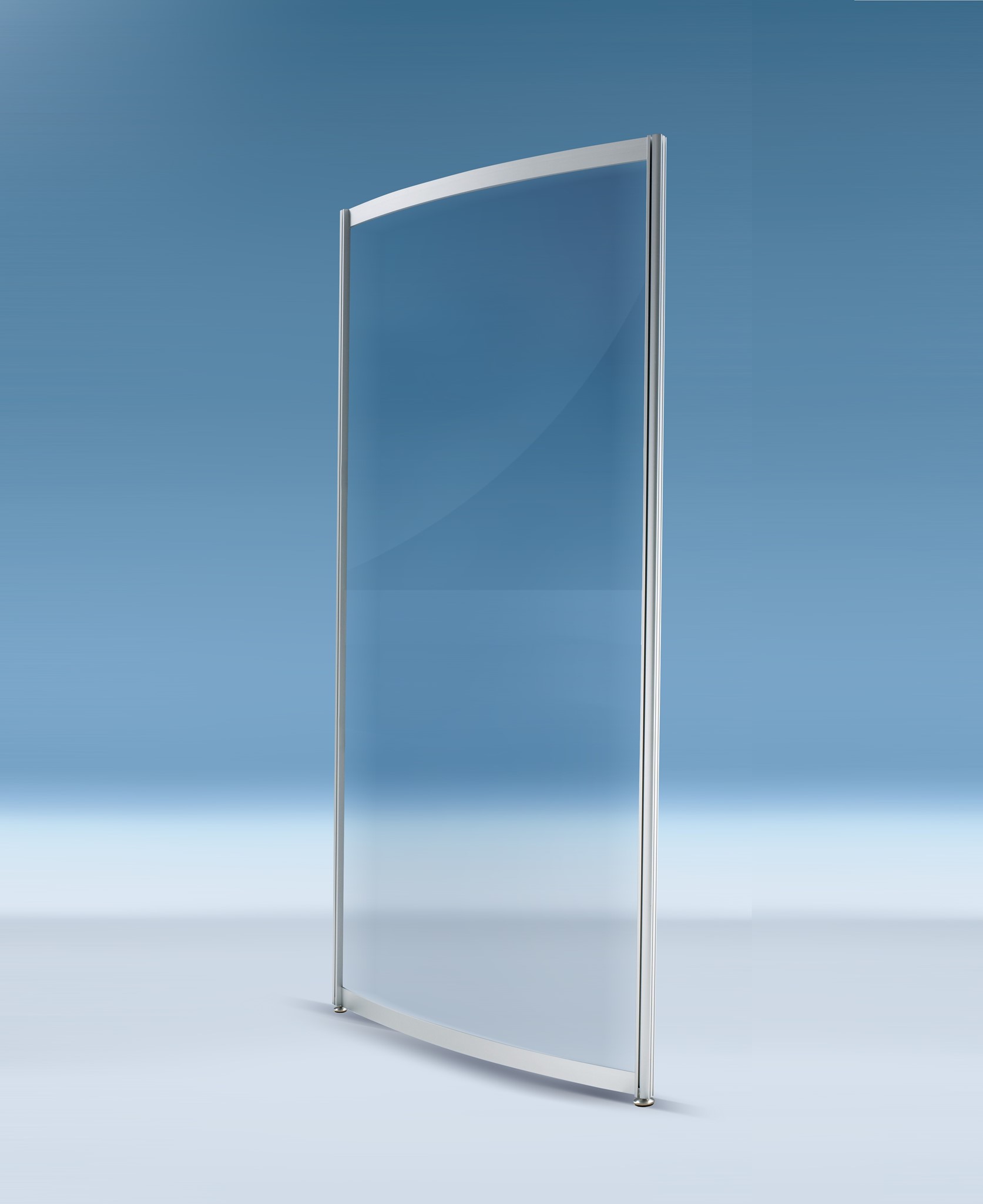 Trennwandmodul -gebogen, Kunstglas/Plexiglas vollverglast