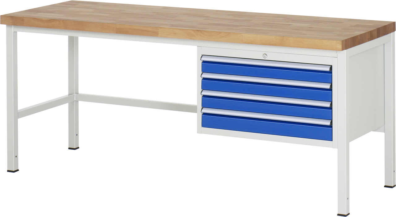 Werkbank Modell 8233, B 2000xT 700xH 840-1040mm, Buche-Massiv-Platte 40mm