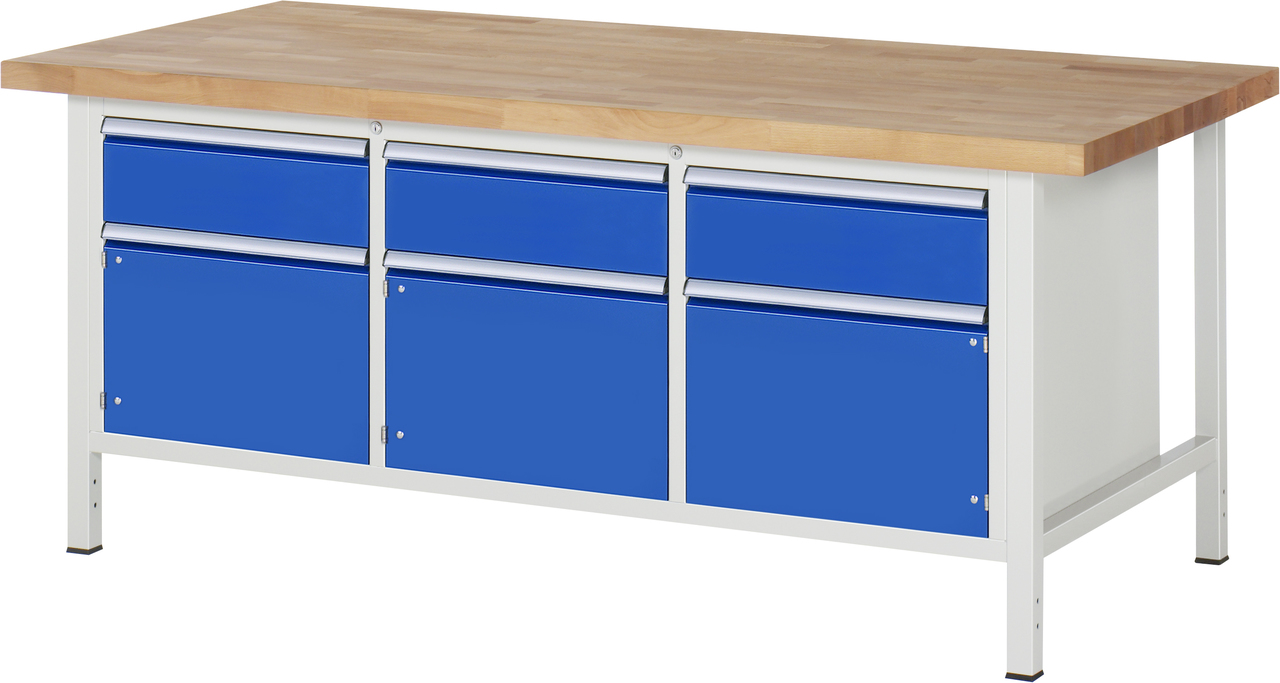 Werkbank Modell 8567, B 2000xT 900xH 840mm, Buche-Massiv-Platte 40mm