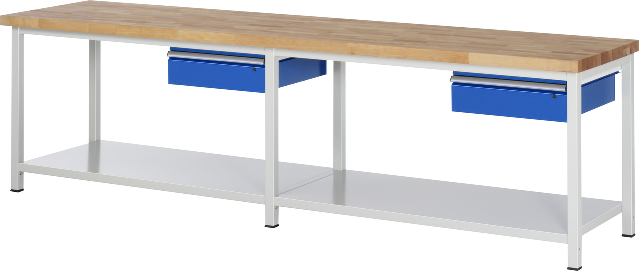 Werkbank fixe Höhe, B 3000xT 700xH 840mm, Buche-Massiv-Platte 40mm