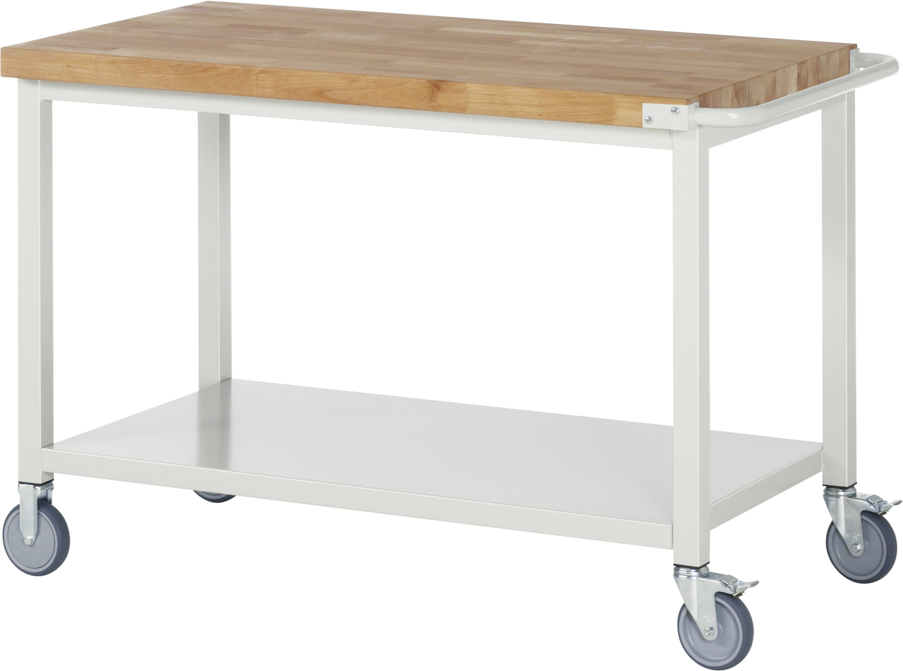Fahrbare Werkbank Modell 8000, B 1250xT 700xH 880mm, Buche-Massiv-Platte 40mm