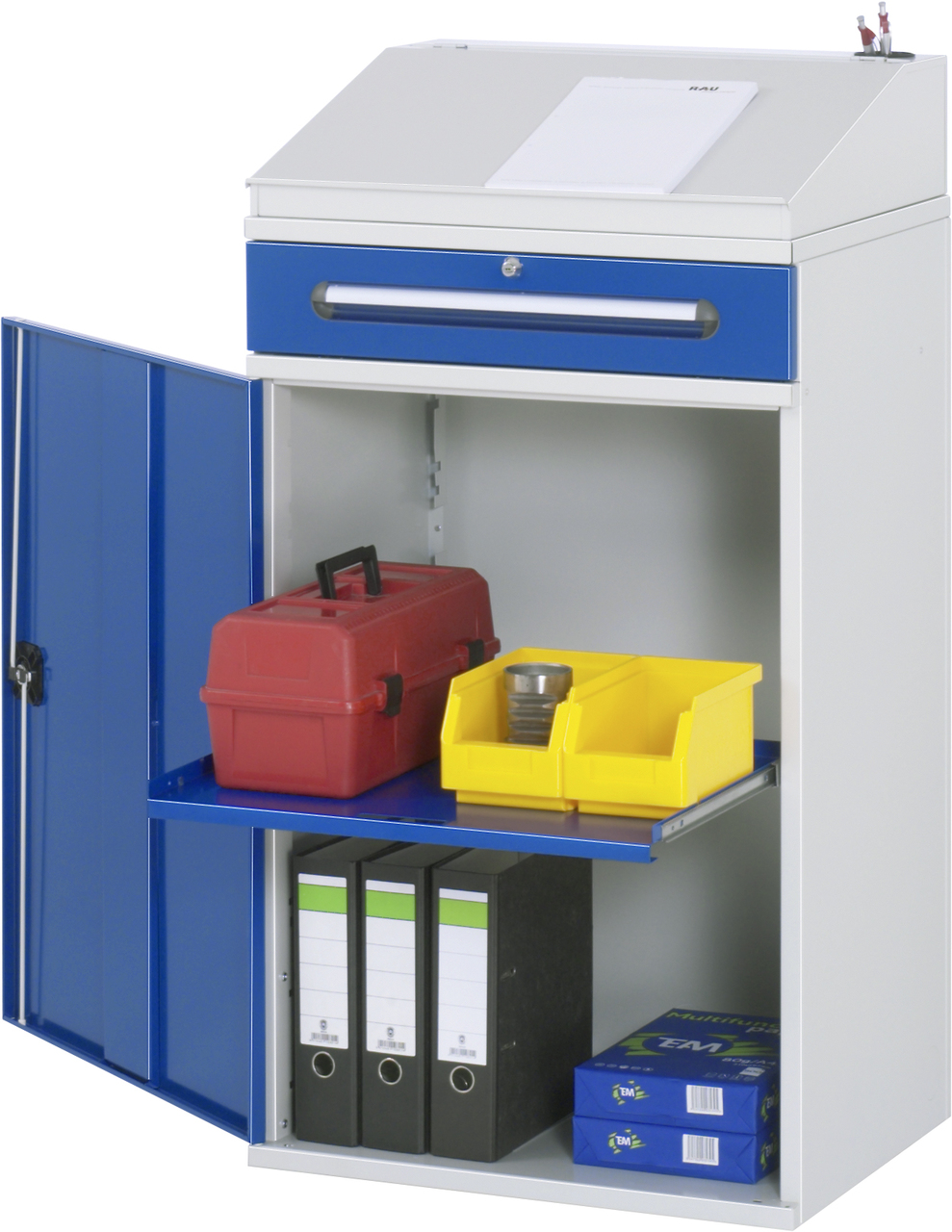 Beistellschrank-Stehpult, Modell 02, stationär