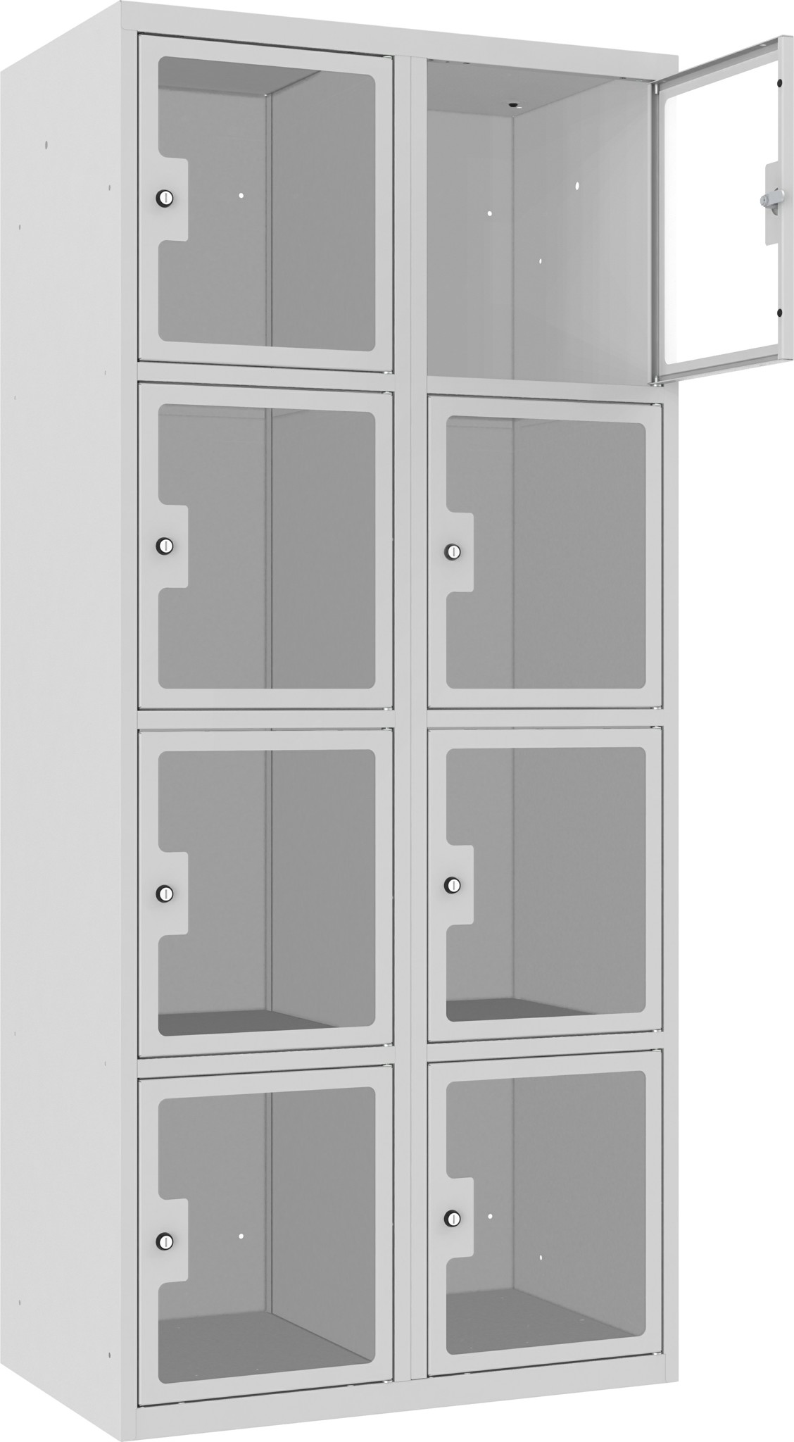 Schliessfachschrank Plexiglastüre MSus 424, 2 Abteil mit 4 Fächer übereinander, Total 8 Fächer