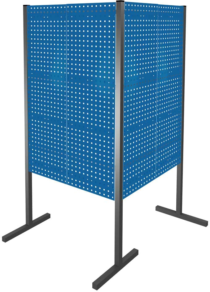 Trennwand mit Lochplatten, Doppelfeld 90° Winkel, Länge 1000 / 1000 mm