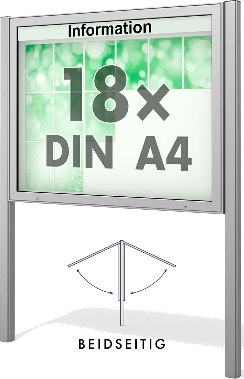 Doppel-Schaukasten Plenum 1390x1130x123 mm BxHxT, mit Ständer
