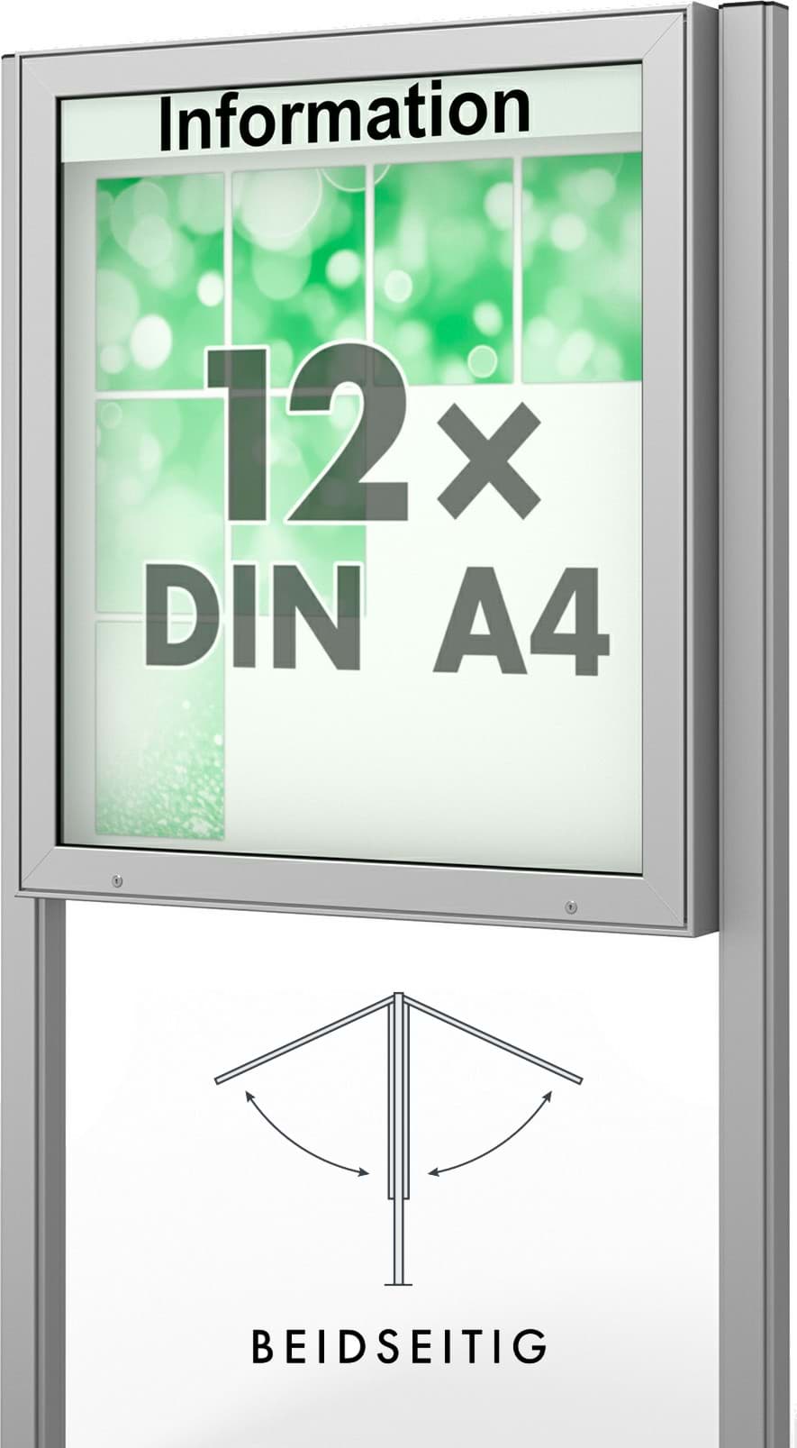 Doppel-Schaukasten Plenum 980x1130x210 mm BxHxT, mit Ständer