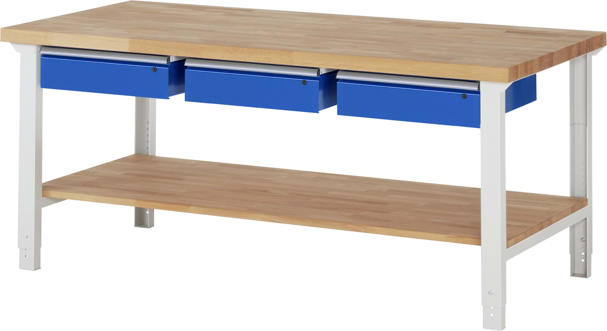 Werkbank Modell 7000, B 2000 x T 900 x H 790-1140 mm, Buche-Massiv-Platte 40 mm
