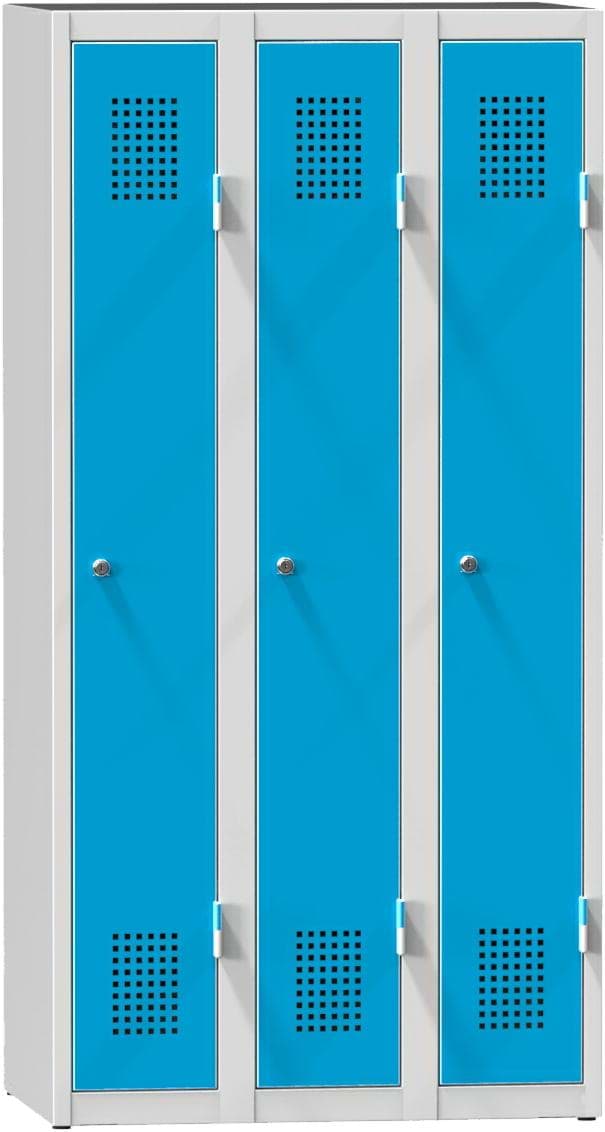 Garderobenschrank, 3 Abteile mit 300 mm Abteilbreite, Höhe 1500 mm