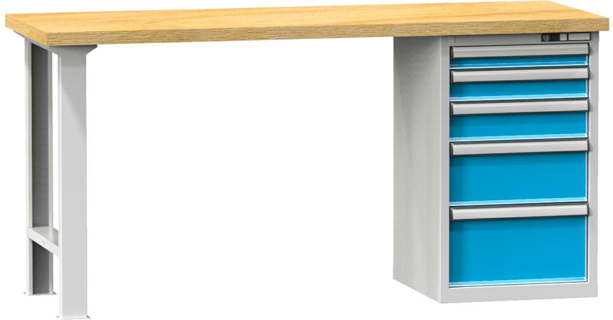 Werkbank fixe Höhe mit Schubladenschrank, 2000x800x880 mm LxTxH