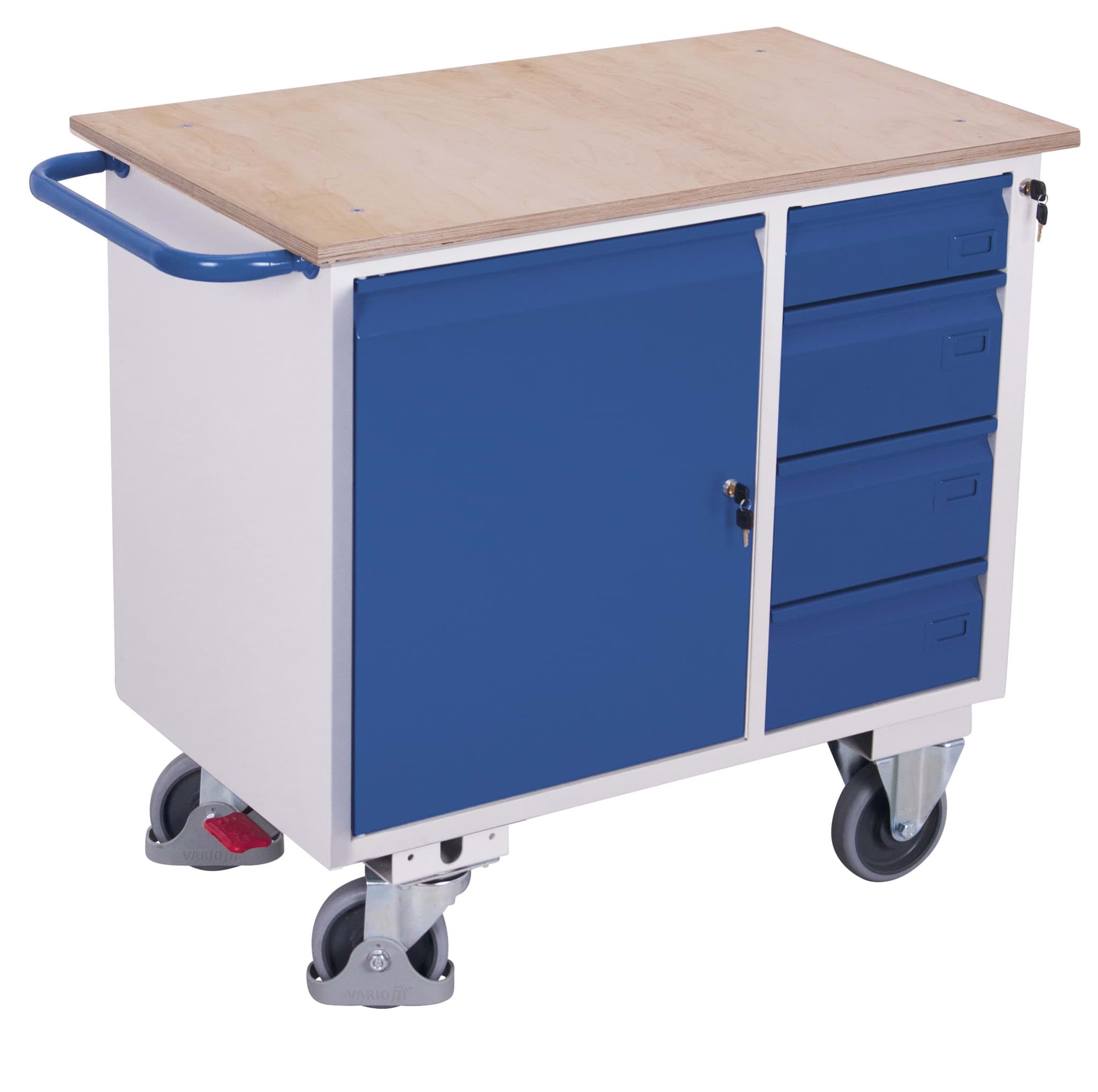 Werkstattwagen, 4 Schubladen 1110x600x960 mm BxTxH