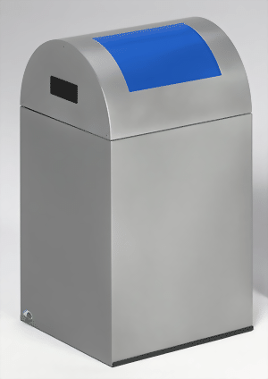 Wertstoffsammelgerät WSG 40 R Korpus silber, Einwurfklappe enzianblau