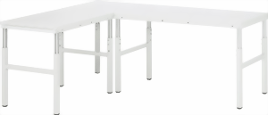 Eck-Platte für Serie E, 700x700x650-1000 mm LxTxH, EGB-Hartlaminat-Arbeitsplatte für rechtwinklige Ecklösungen  